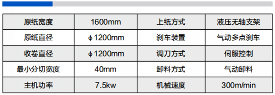 原紙分切復(fù)卷機參數(shù)